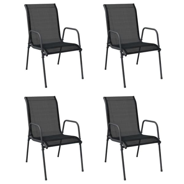 Havestole 4 stk. Stål og textilene sort - Havestol - Havestole - Home & Living
