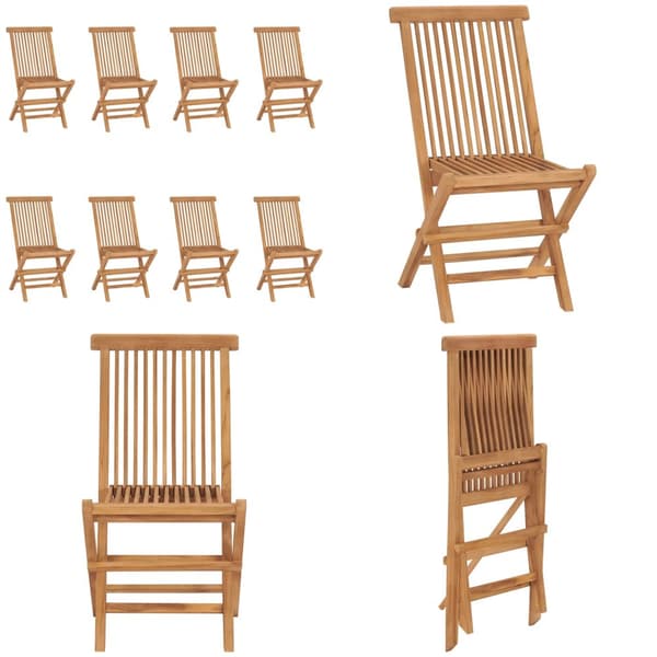 Hopfällbara trädgårdsstolar 8 st massiv teak - Utestol - Utestolar - Home & Living
