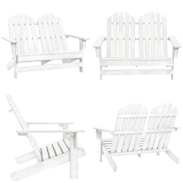 Adirondackstol 2-sits massivt granträ vit - Trädgårdsstol - Trädgårdsstolar - Home & Living