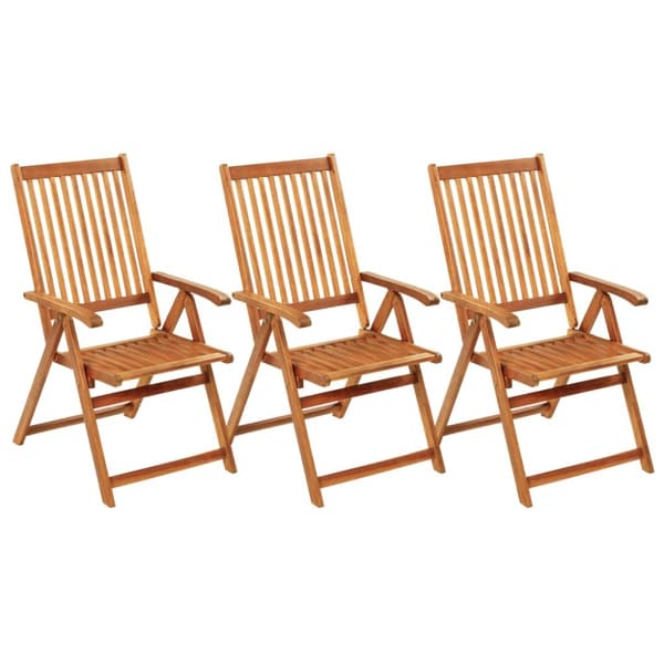 Foldbare havestole 3 stk. Med hynder massivt akacietræ - Havestol - Havestole - Home & Living