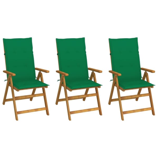 Foldbare havestole 3 stk. Med hynder massivt akacietræ - Havestol - Havestole - Home & Living