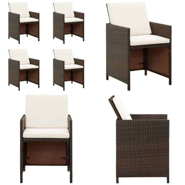 Havestole med hynder 4 stk. Polyrattan brun - Havestol - Havestole - Home & Living