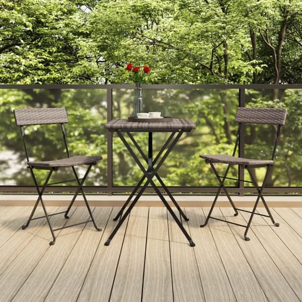 Foldbare bistrostole 2 stk. Polyrattan og stål grå - Foldbar Bistrostol - Foldbare Bistrostole - Home & Living