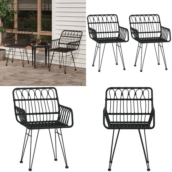 Havestole 2 stk. Med armlæn 56x64x80 cm polyrattan sort - Havestol - Havestole - Home & Living