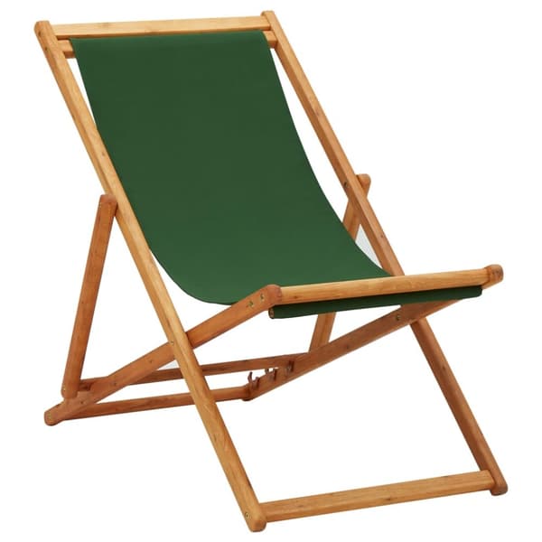 Hopfällbar strandstol eukalyptusträ och tyg grön - Strandstol - Strandstolar - Home & Living