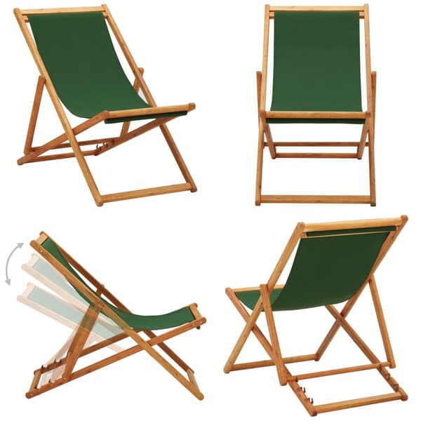 Hopfällbar strandstol eukalyptusträ och tyg grön - Strandstol - Strandstolar - Home & Living