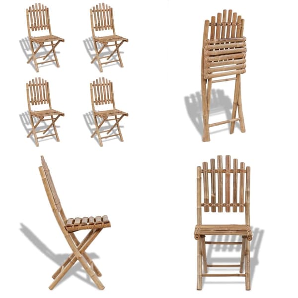 Hopfällbara trädgårdsstolar 4 st bambu - Trädgårdsmöbler - Trädgårdsmöbel - Home & Living