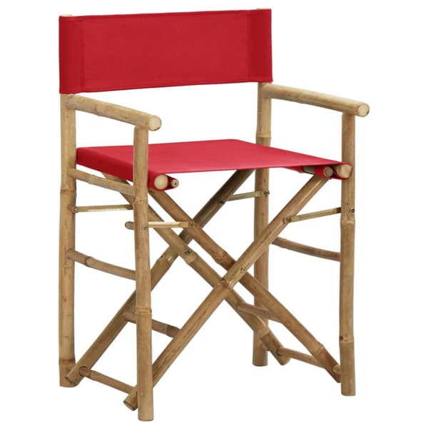 Hopfällbara regissörsstolar 2 st röd bambu och tyg - Regissörsstol - Regissörsstolar - Home & Living