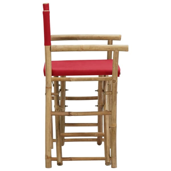 Hopfällbara regissörsstolar 2 st röd bambu och tyg - Regissörsstol - Regissörsstolar - Home & Living