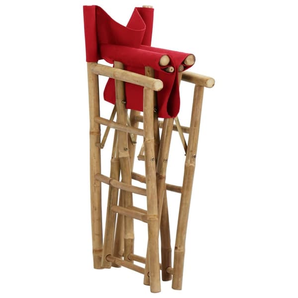 Hopfällbara regissörsstolar 2 st röd bambu och tyg - Regissörsstol - Regissörsstolar - Home & Living