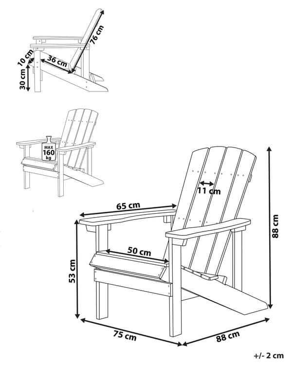 Dækstol Teak Plastik og Rustfrit Stål 88 x 88 x 75 cm Tilbehør til Altan Terrasse Indretning med Armlæn Skandinavisk Udendørs Retro Stil