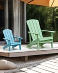 Miniatyrbillede 2 af 8: Dækstol Teak Plastik og Rustfrit Stål 88 x 88 x 75 cm Tilbehør til Altan Terrasse Indretning med Armlæn Skandinavisk Udendørs Retro Stil