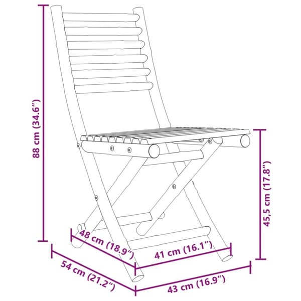 vidaXL Taitettavat puutarhatuolit 2 kpl 43x54x88 cm bambu