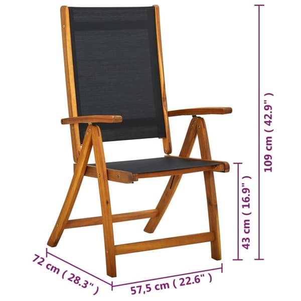 foldbare havestole 8 stk. massivt akacietræ og textilene