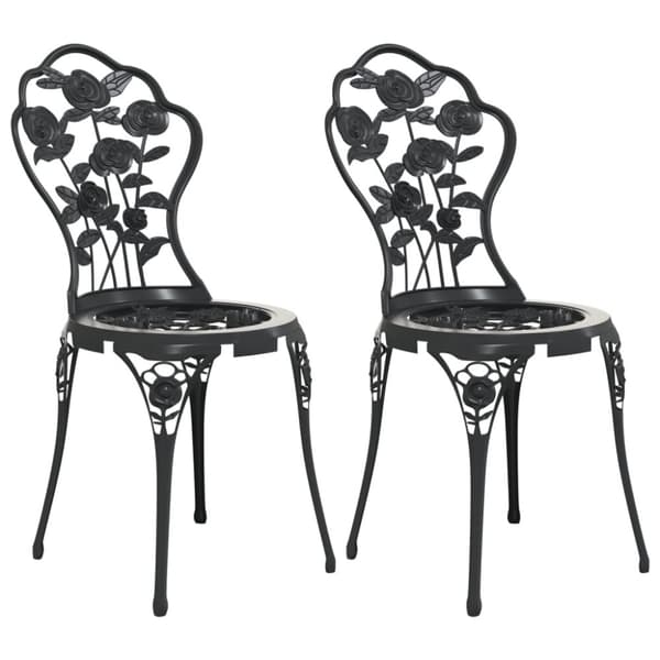 bistrostole 2 stk. støbt aluminium sort