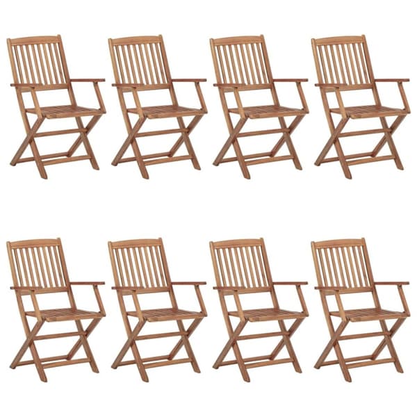 foldbare havestole 8 stk. med hynder massivt akacietræ