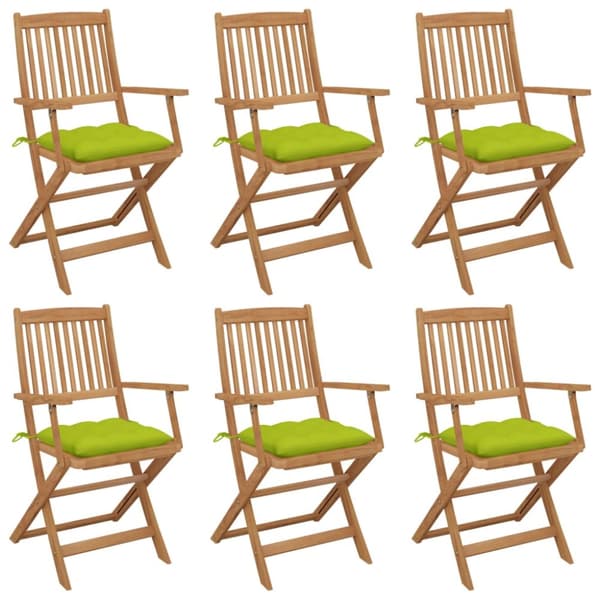 foldbare havestole 6 stk. med hynder massivt akacietræ