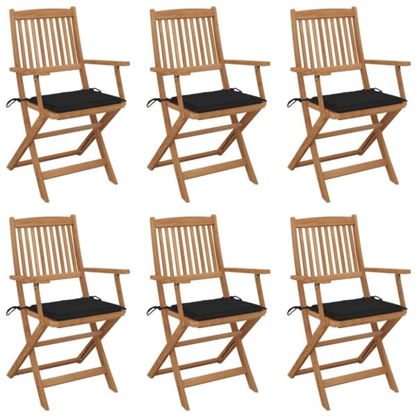 foldbare havestole 6 stk. med hynder massivt akacietræ