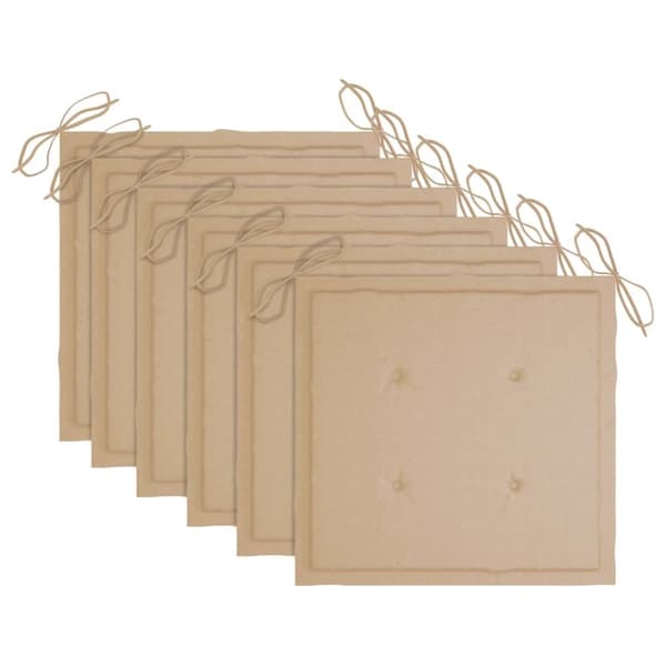 Trädgårdsstolar med beige dynor 6 st massiv teak