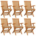 Miniatyrbild 1 av 10: Trädgårdsstolar med beige dynor 6 st massiv teak