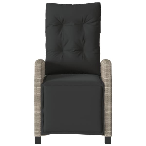 havestole 2 stk. lænefunktion og fodstøtte polyrattan lysegrå