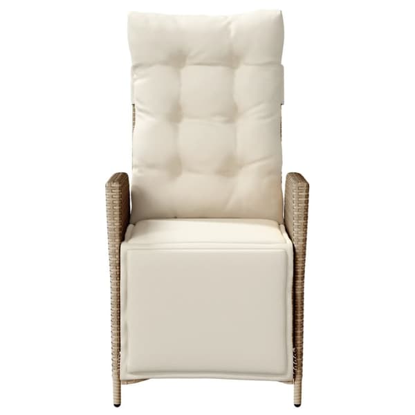 havestol med lænefunktion og fodstøtte polyrattan beige