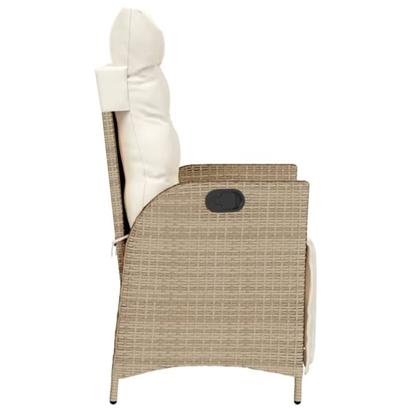havestol med lænefunktion og fodstøtte polyrattan beige