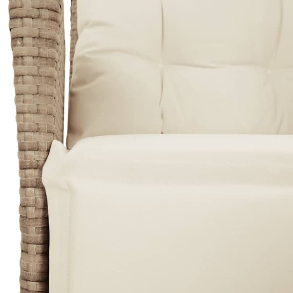havestol med lænefunktion og fodstøtte polyrattan beige