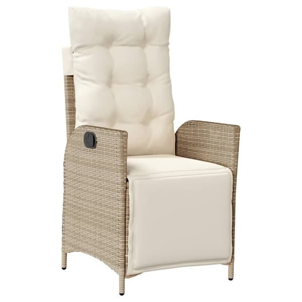 havestol med lænefunktion og fodstøtte polyrattan beige