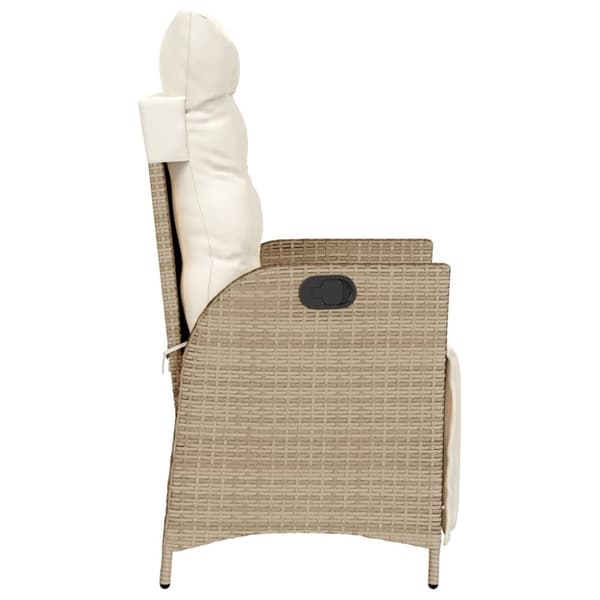 Justerbara trädgårdsstolar 2 st med fotstöd beige konstrotting
