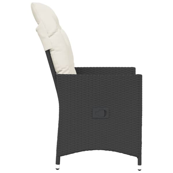 Justerbar trädgårdsstol med dynor svart konstrotting