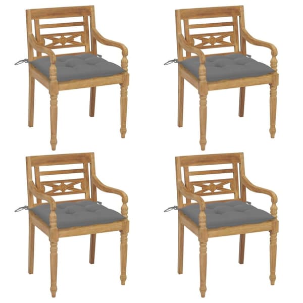 Bataviastolar med dynor 4 st massiv teak