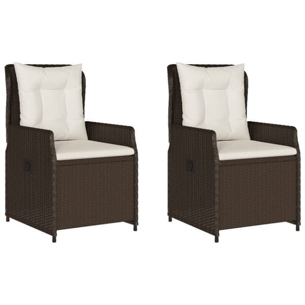 havestole 2 stk. med lænefunktion polyrattan brun