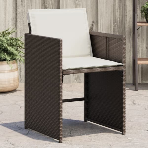 havestole 4 stk. med hynder polyrattan brun