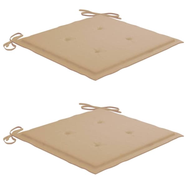 Trädgårdsstolar med beige dynor 2 st massiv teak