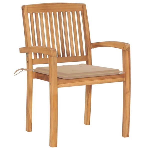 Trädgårdsstolar med beige dynor 2 st massiv teak