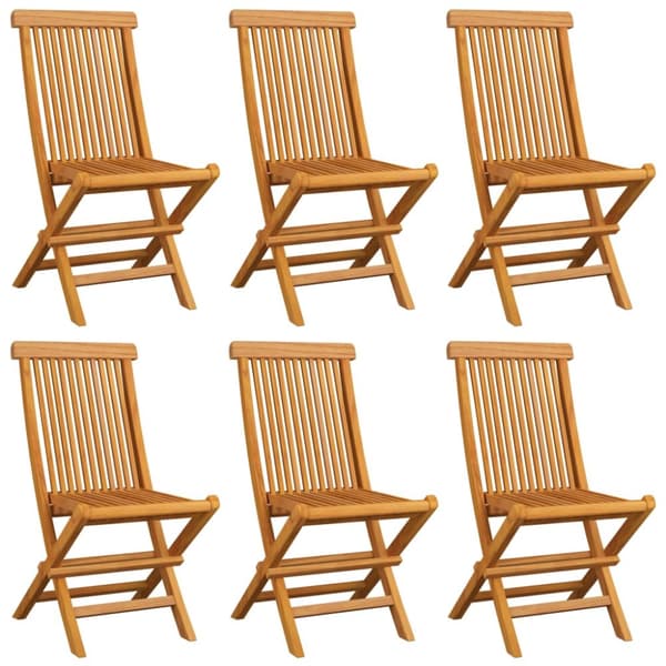 Trädgårdsstolar med blåa dynor 6 st massiv teak