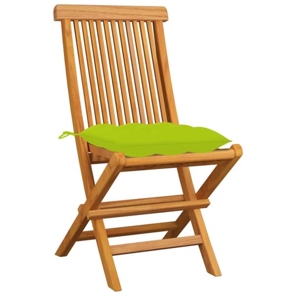 Trädgårdsstolar med ljusgröna dynor 8 st massiv teak