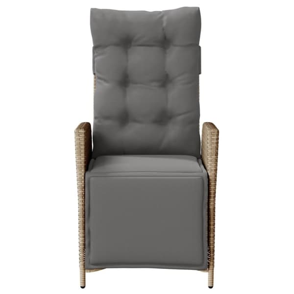 vidaXL havestol med lænefunktion og fodstøtte polyrattan blandet beige