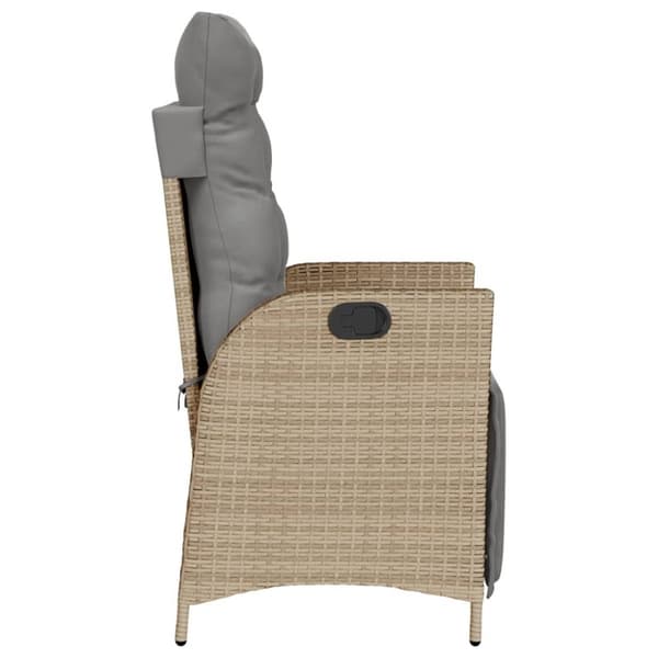 vidaXL havestol med lænefunktion og fodstøtte polyrattan blandet beige