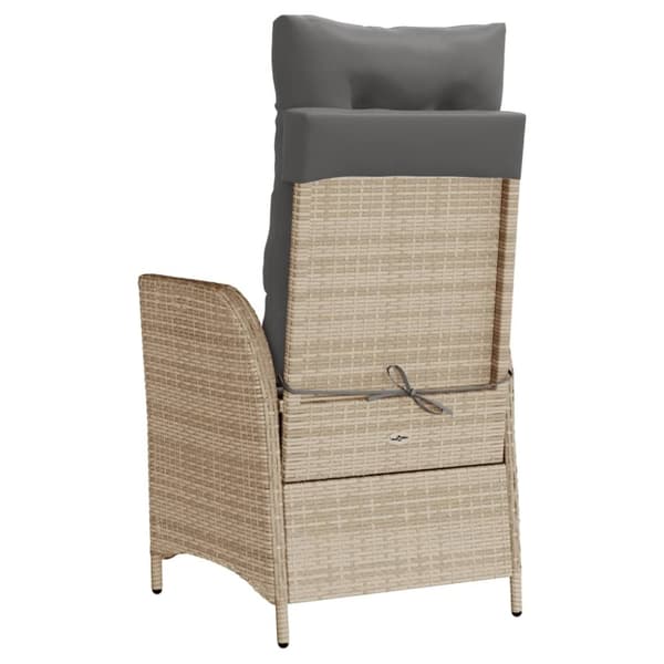 vidaXL havestol med lænefunktion og fodstøtte polyrattan blandet beige