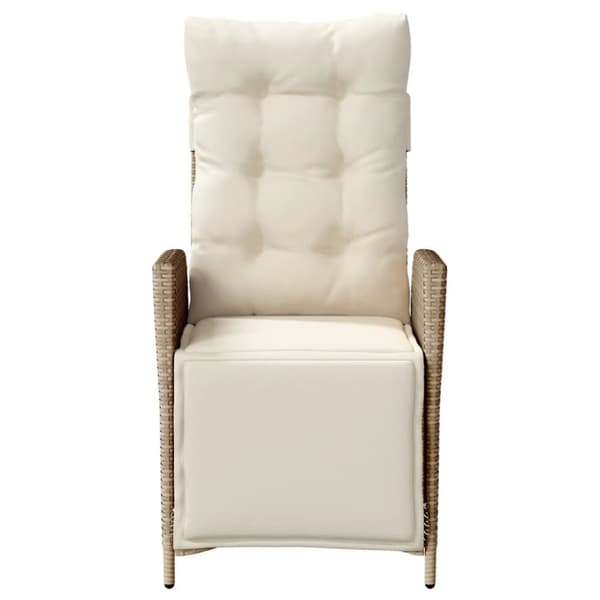 vidaXL havestol med lænefunktion og fodstøtte polyrattan beige