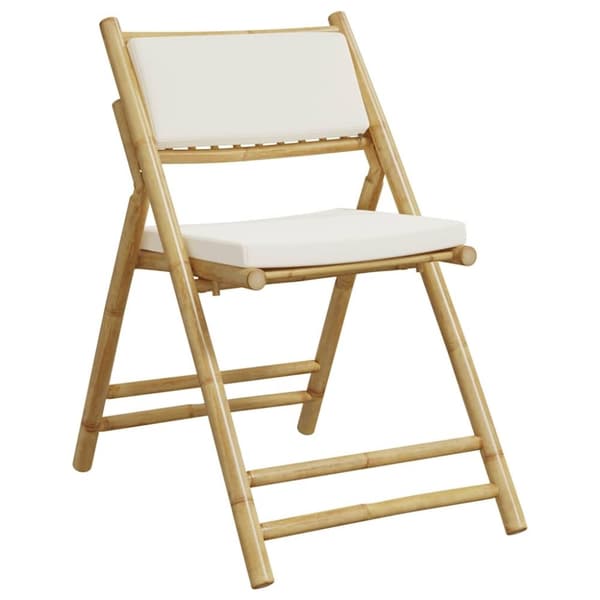 vidaXL foldbare bistrostole 2 stk. med cremefarvede hynder bambus
