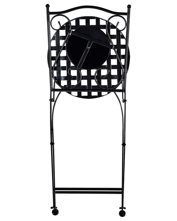 Sett med 2 Hagestoler Svart Metall Sammenleggbar Utskåret Ryggstøtte Mosaikkfliser Mønster Vintage Style