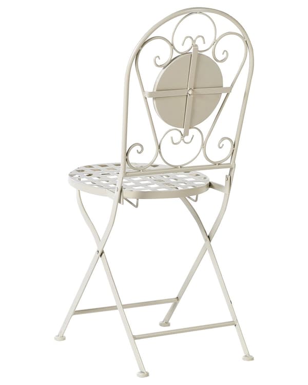 Sett med 2 Hagestoler Hvit Metall Sammenleggbar Utskåret Ryggstøtte Mosaikkfliser Mønster Vintage Style