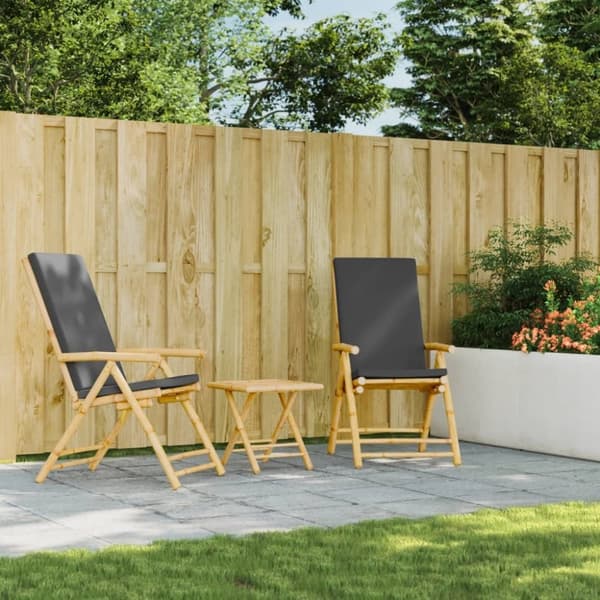 vidaXL positionsstole 2 stk. med hynder foldbar bambus