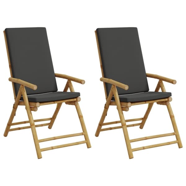 vidaXL positionsstole 2 stk. med hynder foldbar bambus