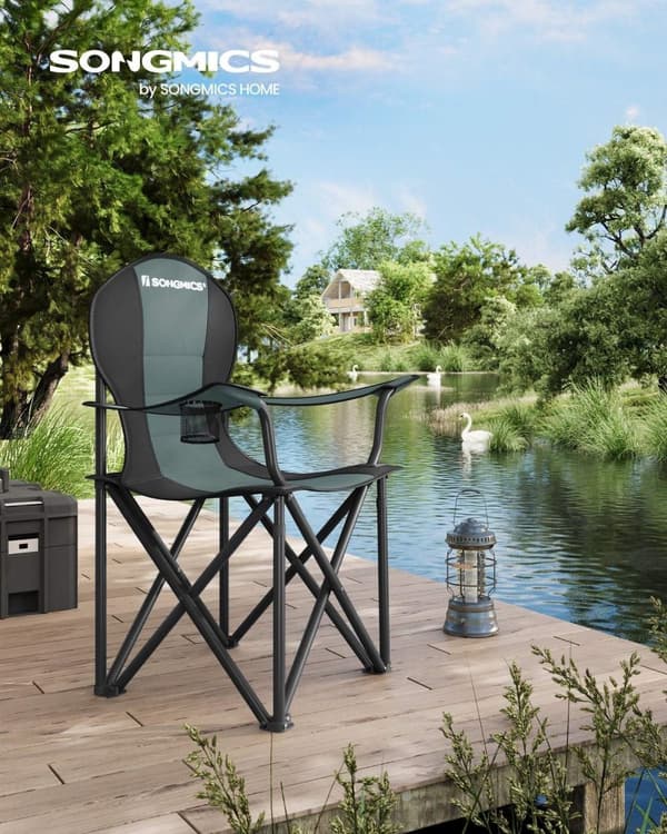 Rootz Green-Black Camping tuoli - Kannettava tuoli - Taitettava istuin - 600D Oxford Kangas - Kevyt - Kestävä - Mukava - 55cm x 90cm x 102cm