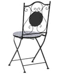 Miniatyrbillede 5 af 9: Klapstol Sort Metal Mosaik Sæt af 2 Franske Havestole til Udendørs Cafe Stole Vintage Bistrostole Design Altanstole