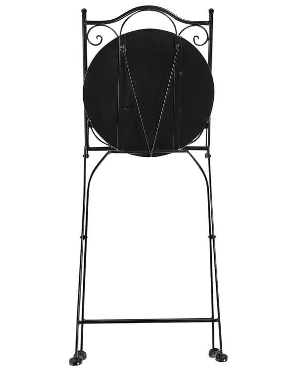 Klapstol Sort Metal Mosaik Sæt af 2 Franske Havestole til Udendørs Cafe Stole Vintage Bistrostole Design Altanstole